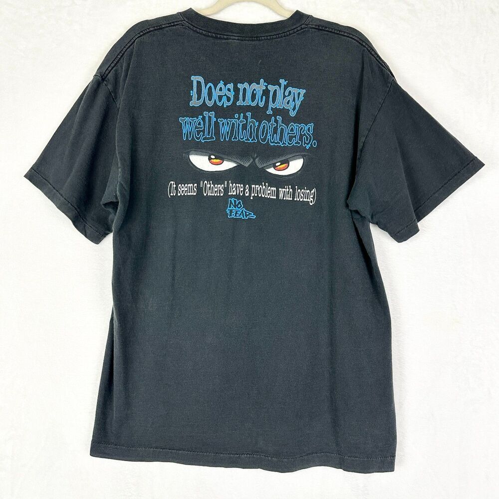 Vintage No Fear Tee Shirt Size XL 90s Single Stitch Black Short Sleeve Skate Y2K